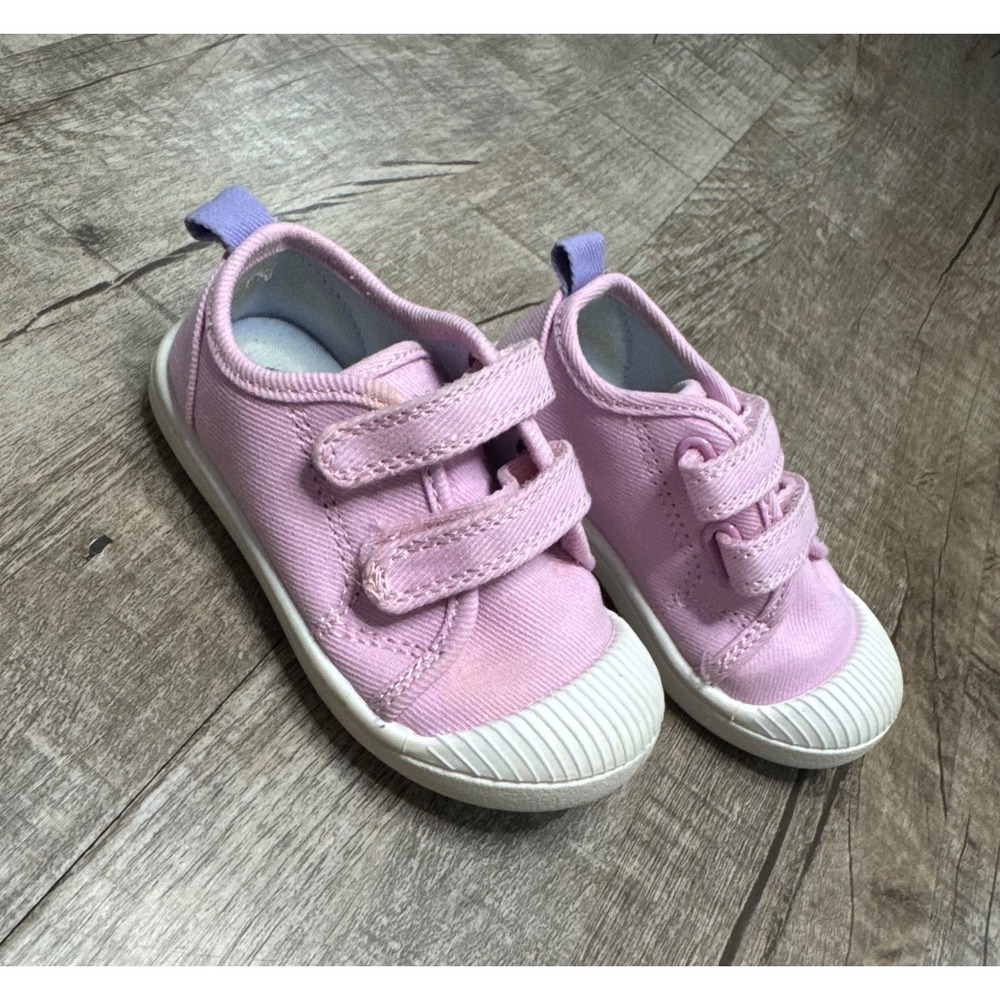 Cat & Jack Toddler Girls Pink Canvas Hook and Loop Sneakers Size 6